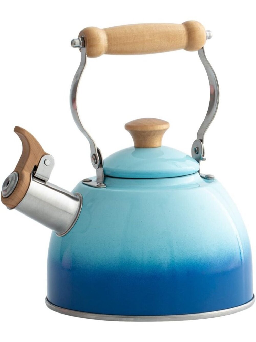 ROCKURWOK 1.6 Quart Blue Whistling Tea Kettle Stainless Steel Stovetop Tea Pot